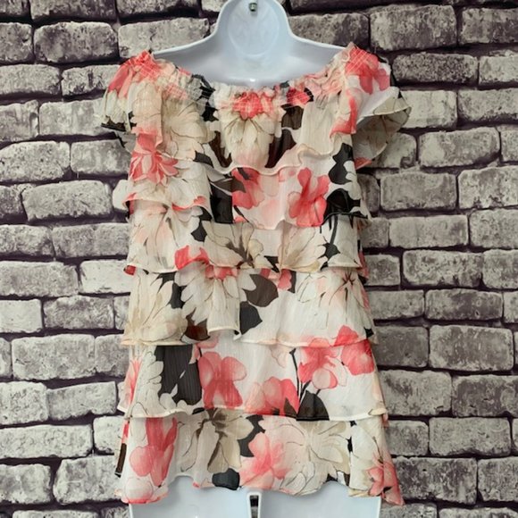 White House Black Market Tiered Blouse Size S - Picture 5 of 8